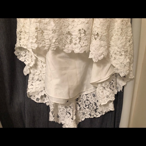 David’s Bridal sz 16W Ivory Corded Lace Strapless Wedding Gown NWT - Picture 3 of 7